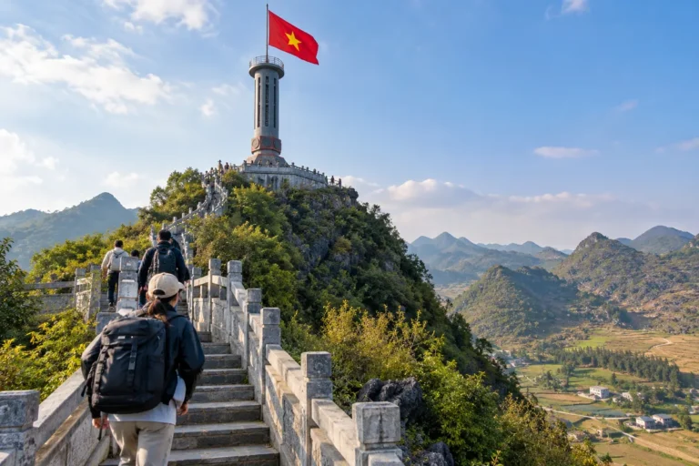 Hình minh họa: Cột cờ Lũng Cú bao nhiêu bậc thang: các báo nêu 839, 279 hay gần 400 bậc và cao 1.468 hay 1.470 m