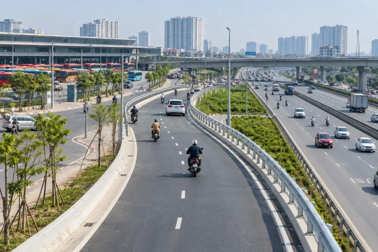 Hình minh họa: Nút giao Pháp Vân – bến xe Nước Ngầm sau cải tạo: phố Bùi Huy Đáp mở hướng ra đường gom cao tốc Pháp Vân – Cầu Giẽ
