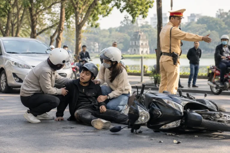 Hình minh họa: Gây tai nạn khi đi xe máy: dừng ngay, giữ nguyên hiện trường, giúp người bị nạn và vì sao bỏ chạy bị phạt 8–10 triệu đồng