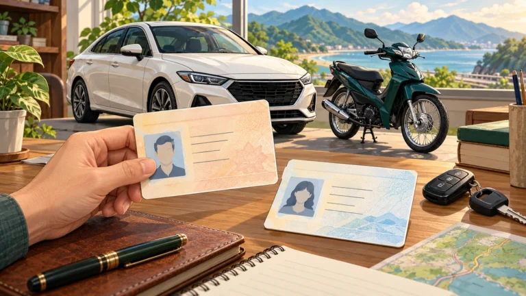 Minh họa phân biệt giấy phép lái ô tô và giấy phép lái xe máy.