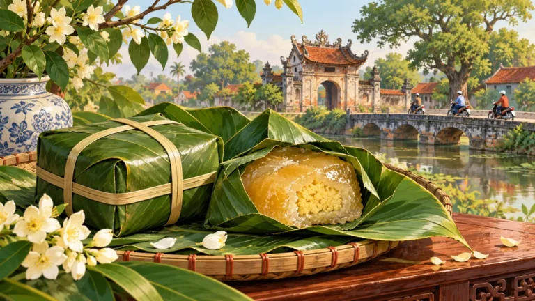 Minh họa cặp bánh phu thê Đình Bảng với lớp bánh vàng và nhân đậu xanh.