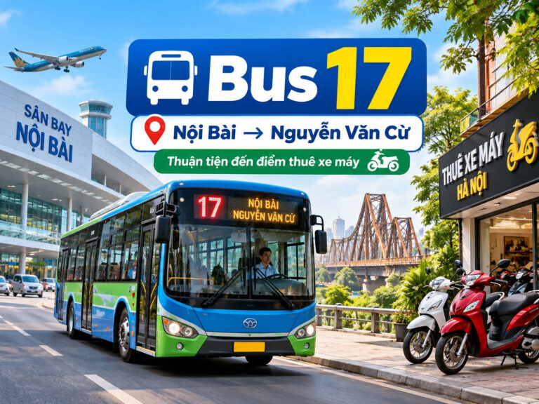 Xe buýt tuyến 17 từ Nội Bài qua Nguyễn Văn Cừ