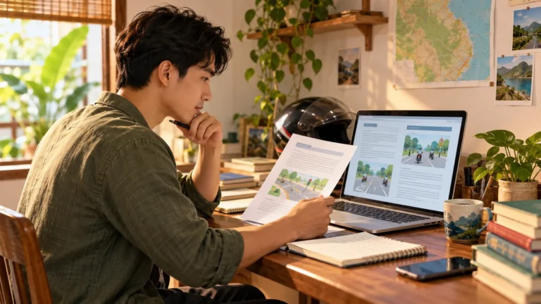 Minh họa tra cứu và đối chiếu văn bản luật giao thông trên máy tính.