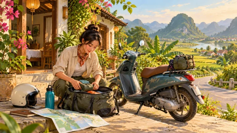 Minh họa chuẩn bị hành lý cho chuyến du lịch hai ngày một đêm.