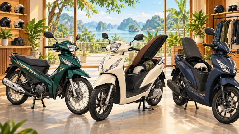 Minh họa so sánh xe số và hai kiểu xe tay ga dùng trong đô thị.