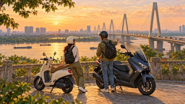 Minh họa lựa chọn xe tay ga cho lịch di chuyển qua khu vực Vĩnh Tuy.