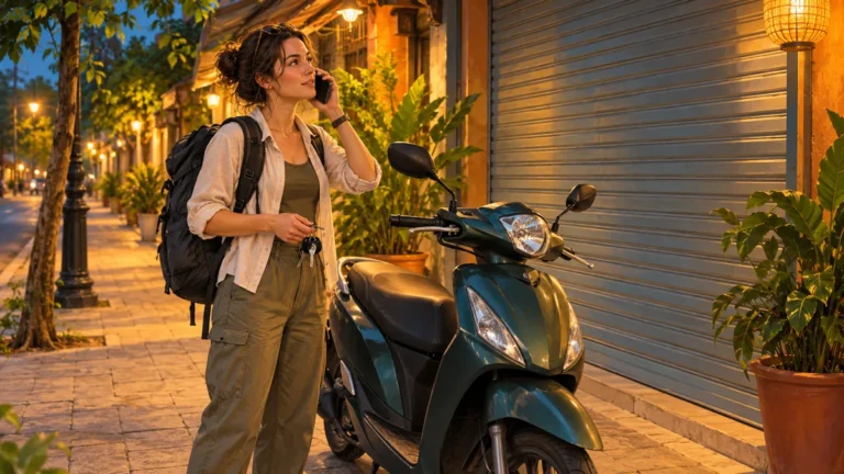 Minh họa khách liên hệ cửa hàng khi đến trả xe máy ngoài giờ mở cửa.
